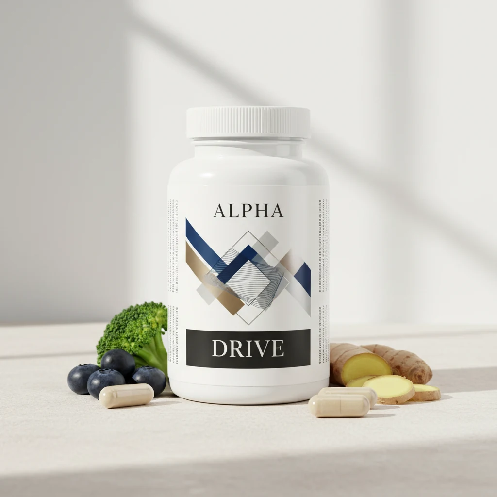 Alpha Drive supplement bottle - men's health supplement over 50 UK